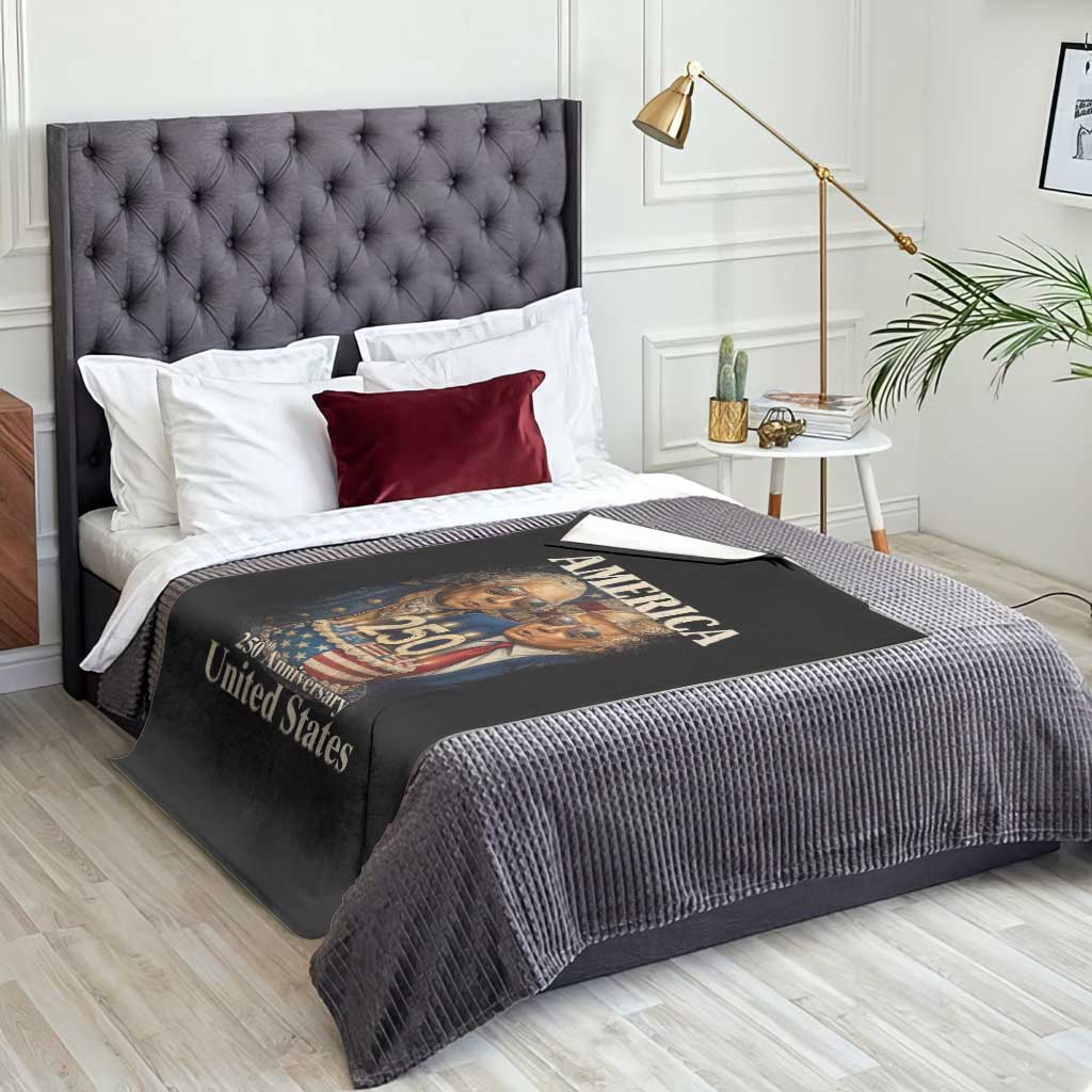 USA 250th Anniversary George Washington and Trump Birthday Cake Throw Blanket 250 Years 1776 2026 Patriotic Celebration TS02 Print Your Wear