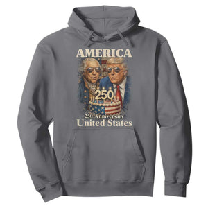 USA 250th Anniversary George Washington and Trump Birthday Cake Hoodie 250 Years 1776 2026 Patriotic Celebration TS02 Charcoal Print Your Wear