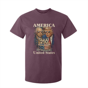 USA 250th Anniversary George Washington and Trump Birthday Cake T Shirt For Kid 250 Years 1776 2026 Patriotic Celebration TS02 Maroon Print Your Wear