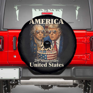 USA 250th Anniversary George Washington and Trump Birthday Cake Spare Tire Cover 250 Years 1776 2026 Patriotic Celebration TS02 Black Print Your Wear