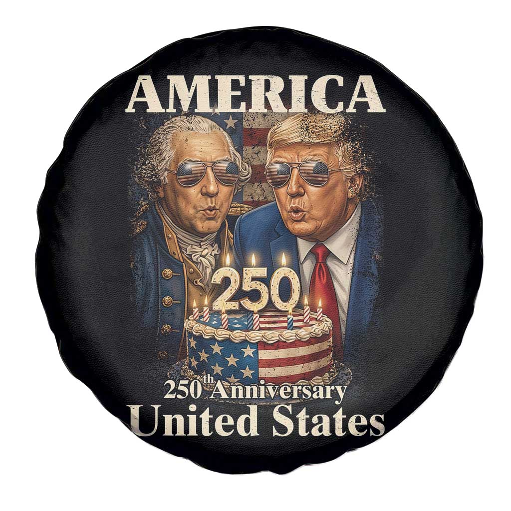 USA 250th Anniversary George Washington and Trump Birthday Cake Spare Tire Cover 250 Years 1776 2026 Patriotic Celebration TS02 Print Your Wear