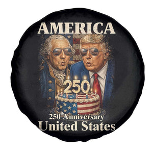 USA 250th Anniversary George Washington and Trump Birthday Cake Spare Tire Cover 250 Years 1776 2026 Patriotic Celebration TS02 Print Your Wear