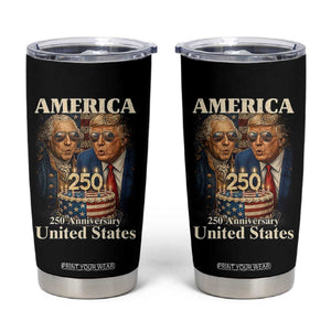 USA 250th Anniversary George Washington and Trump Birthday Cake Tumbler Cup 250 Years 1776 2026 Patriotic Celebration TS02 Black Print Your Wear