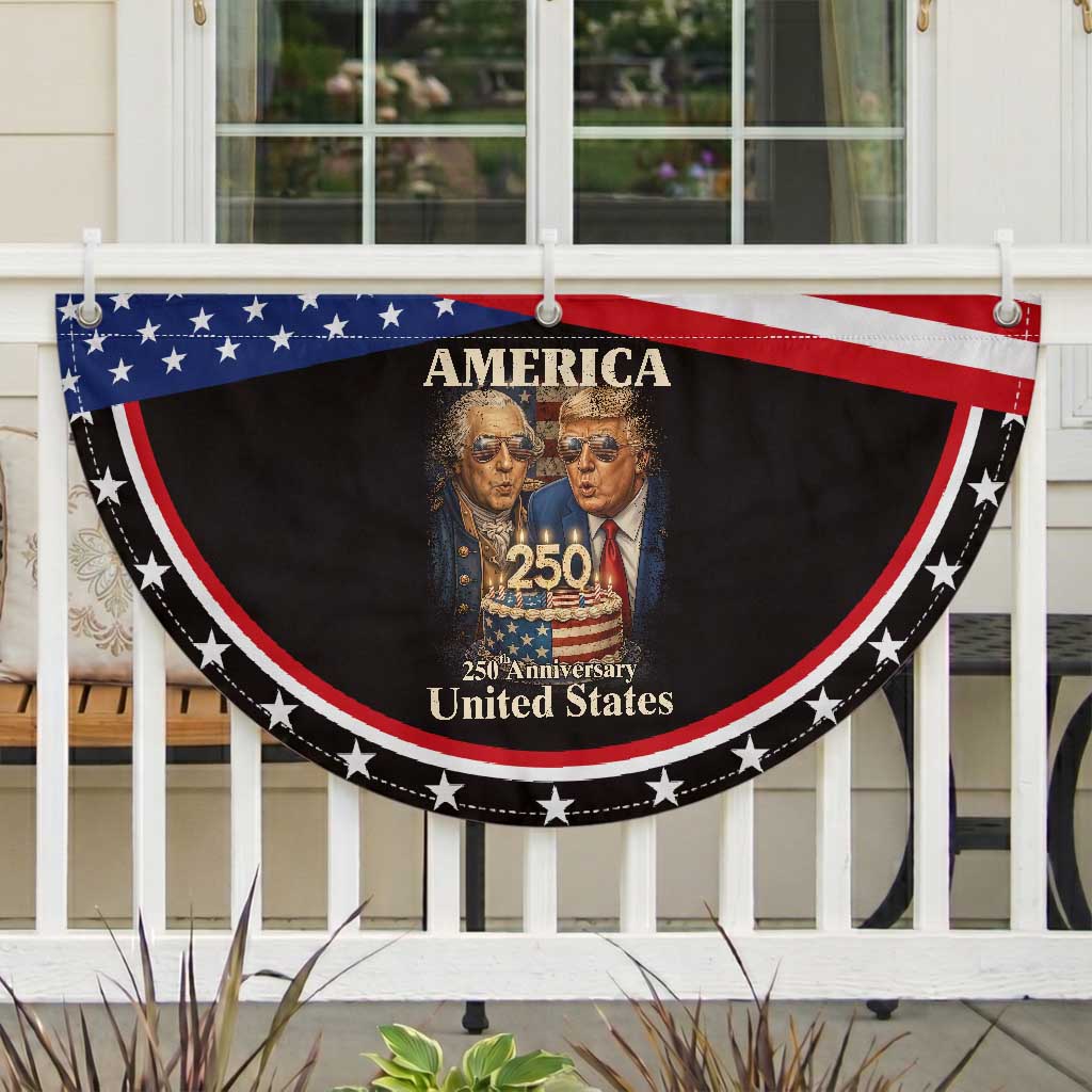 USA 250th Anniversary George Washington and Trump Birthday Cake Patriotic Fan Flag 250 Years 1776 2026 Celebration