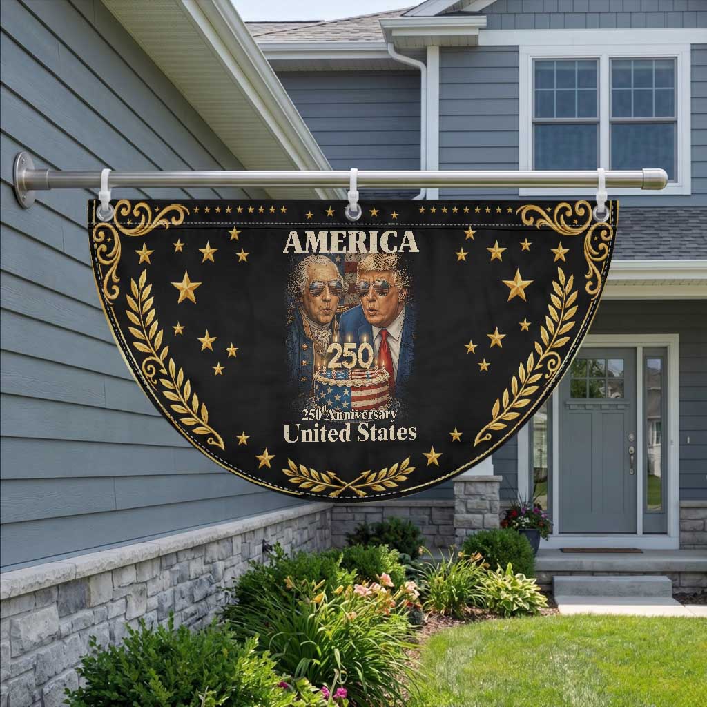USA 250th Anniversary George Washington and Trump Birthday Cake Patriotic Fan Flag 250 Years 1776 2026 Celebration