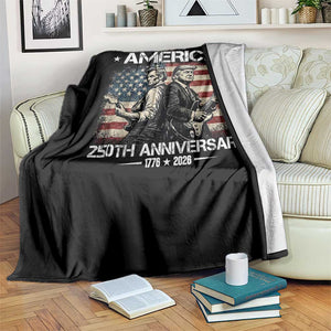 250th Anniversary Abraham Lincoln and Trump Rocking Throw Blanket Rock n Roll Electric Guitar Duel Patriotic 1776-2026 TS02 Print Your Wear