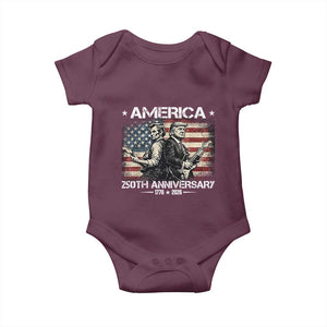 250th Anniversary Abraham Lincoln and Trump Rocking Baby Onesie Rock n Roll Electric Guitar Duel Patriotic 1776-2026 TS02 Maroon Print Your Wear