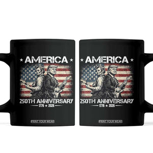 250th Anniversary Abraham Lincoln and Trump Rocking Coffee Mug Rock n Roll Electric Guitar Duel Patriotic 1776-2026 TS02 Black Print Your Wear