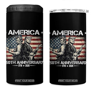 250th Anniversary Abraham Lincoln and Trump Rocking 4 in 1 Can Cooler Tumbler Rock n Roll Electric Guitar Duel Patriotic 1776-2026 TS02 One Size: 16 oz Black Print Your Wear