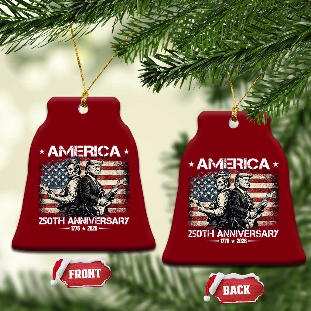 250th Anniversary Abraham Lincoln and Trump Rocking Ceramic Ornament Rock n Roll Electric Guitar Duel Patriotic 1776-2026 TS02 Print Your Wear