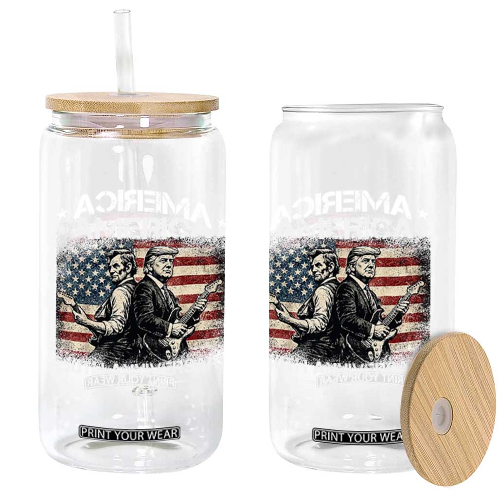 250th Anniversary Abraham Lincoln and Trump Rocking Glass Can Rock n Roll Electric Guitar Duel Patriotic 1776-2026 TS02 Print Your Wear