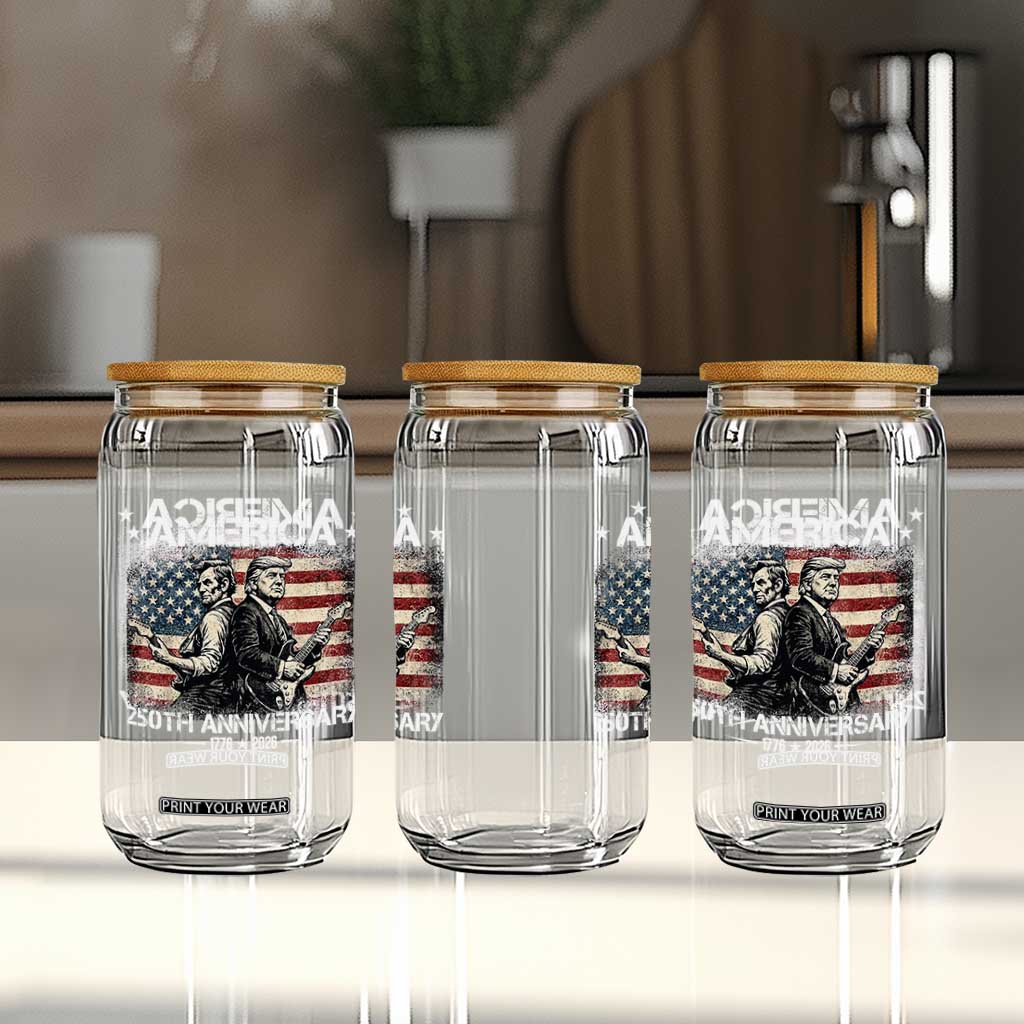 250th Anniversary Abraham Lincoln and Trump Rocking Glass Can Rock n Roll Electric Guitar Duel Patriotic 1776-2026 TS02 Print Your Wear