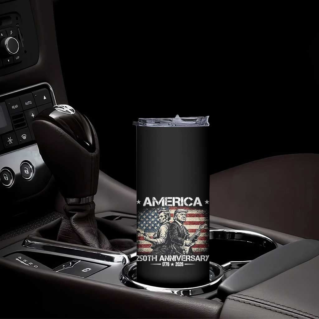 250th Anniversary Abraham Lincoln and Trump Rocking Skinny Tumbler Rock n Roll Electric Guitar Duel Patriotic 1776-2026 TS02 Print Your Wear