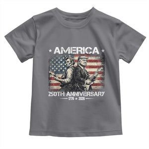 250th Anniversary Abraham Lincoln and Trump Rocking Toddler T Shirt Rock n Roll Electric Guitar Duel Patriotic 1776-2026 TS02 Charcoal Print Your Wear