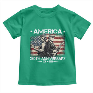 250th Anniversary Abraham Lincoln and Trump Rocking Toddler T Shirt Rock n Roll Electric Guitar Duel Patriotic 1776-2026 TS02 Irish Green Print Your Wear