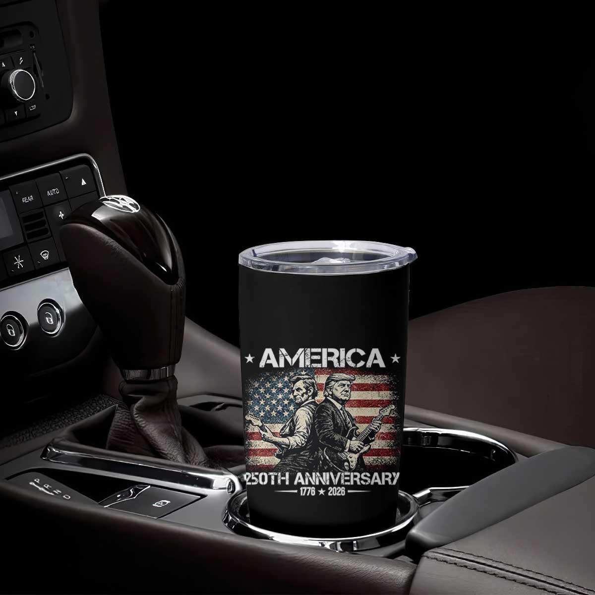250th Anniversary Abraham Lincoln and Trump Rocking Tumbler Cup Rock n Roll Electric Guitar Duel Patriotic 1776-2026 TS02 Print Your Wear