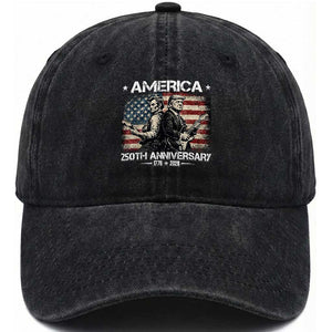 250th Anniversary Abraham Lincoln and Trump Rocking Washed Cotton Baseball Cap Rock n Roll Electric Guitar Duel Patriotic 1776-2026 TS02 Print Your Wear