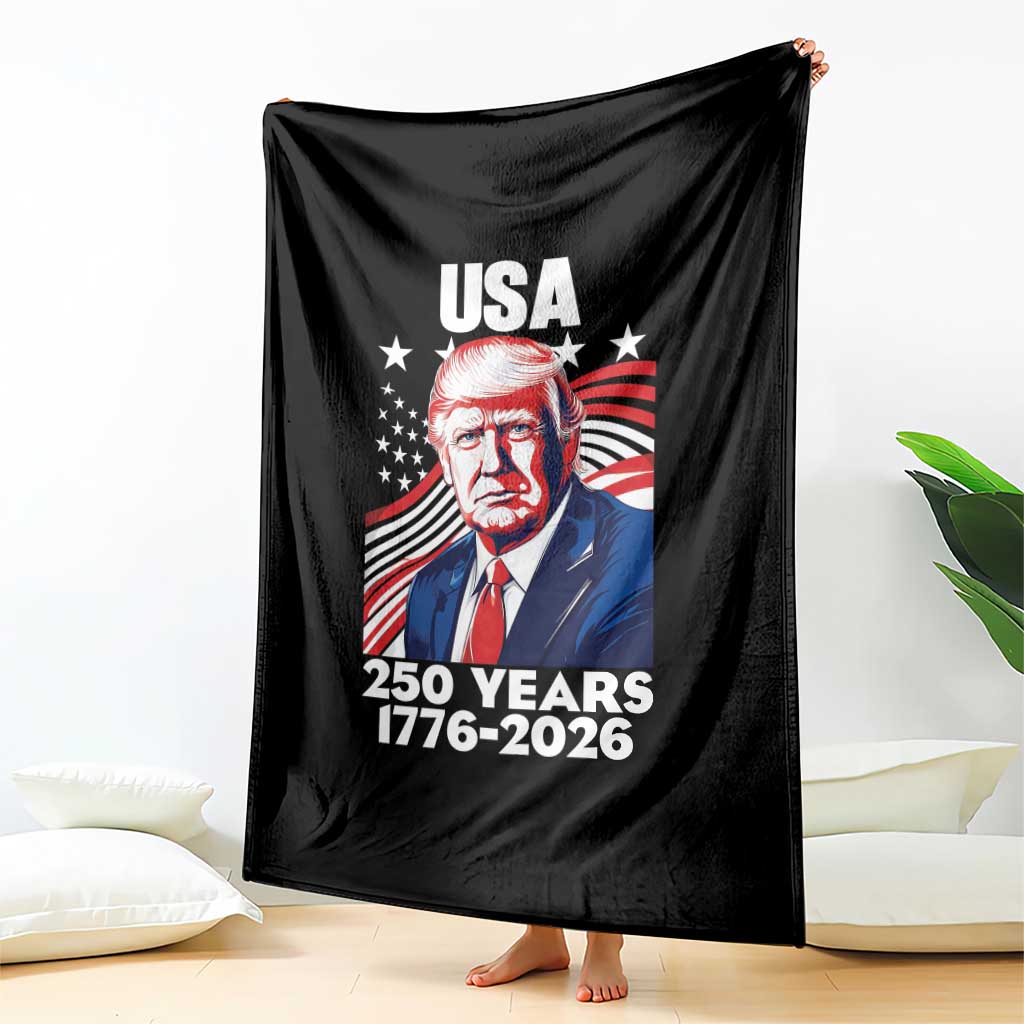 USA 250 Years 1776-2026 Trump Patriotic Portrait Throw Blanket American Flag Semiquincentennial Celebration TS02 Print Your Wear