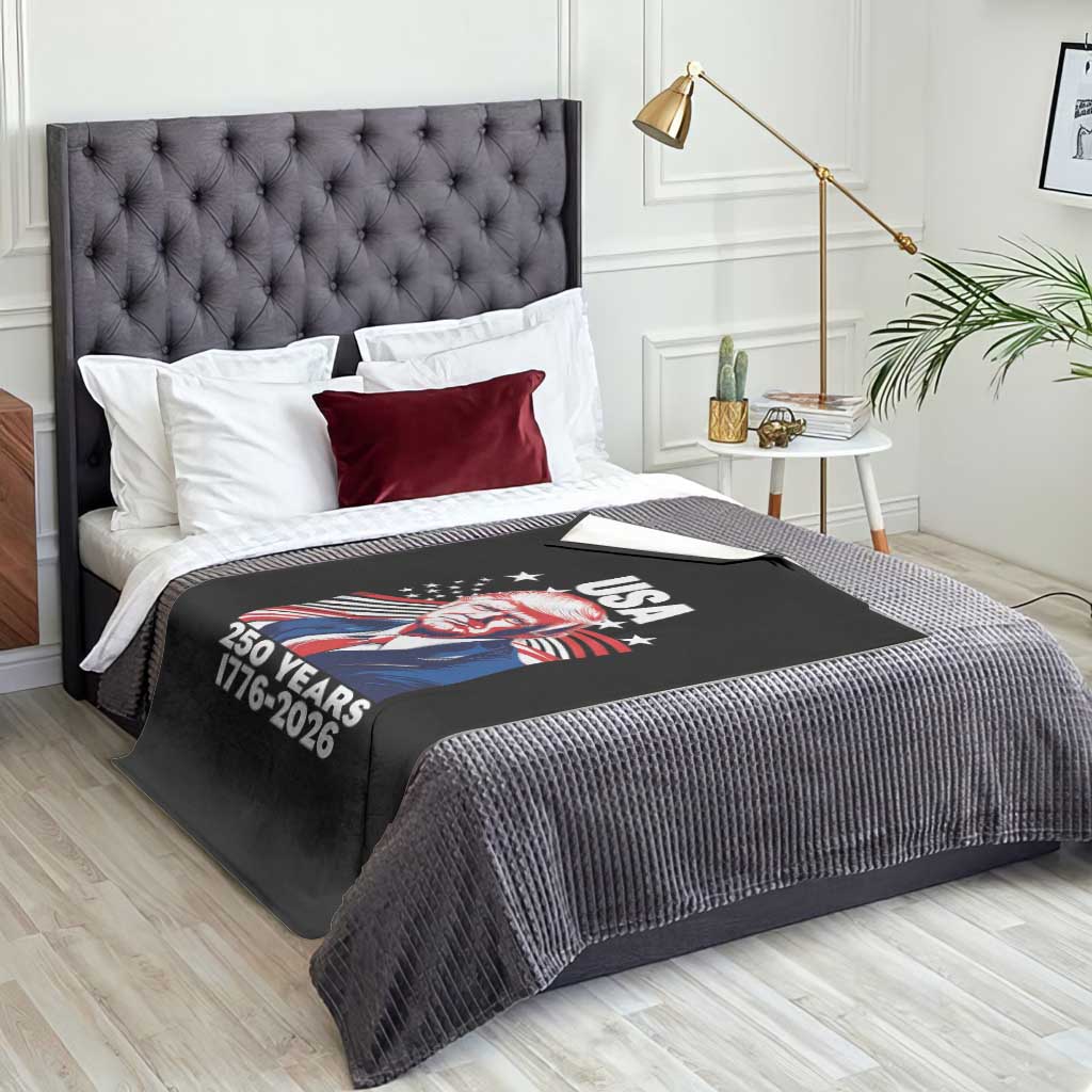 USA 250 Years 1776-2026 Trump Patriotic Portrait Throw Blanket American Flag Semiquincentennial Celebration TS02 Print Your Wear