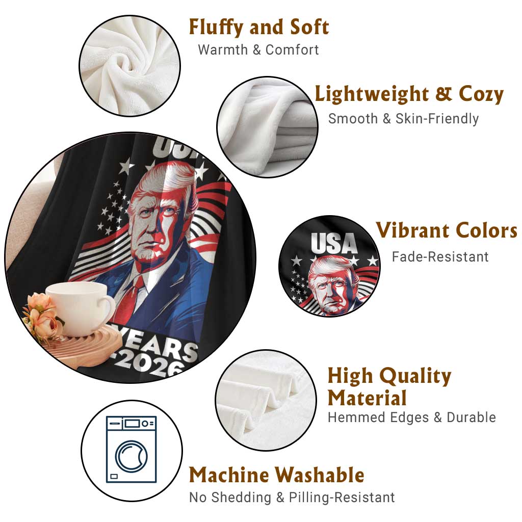 USA 250 Years 1776-2026 Trump Patriotic Portrait Throw Blanket American Flag Semiquincentennial Celebration TS02 Print Your Wear