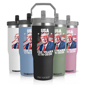 USA 250 Years 1776-2026 Trump Patriotic Portrait Flip Straw Tumbler American Flag Semiquincentennial Celebration TS02 Print Your Wear