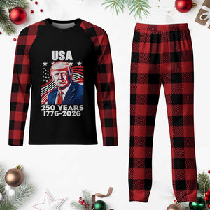 USA 250 Years 1776-2026 Trump Patriotic Portrait Plaid Pajama Set American Flag Semiquincentennial Celebration TS02 Buffalo Plaid Print Your Wear
