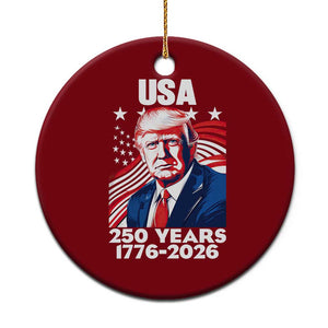 USA 250 Years 1776-2026 Trump Patriotic Portrait Ceramic Ornament American Flag Semiquincentennial Celebration TS02 1pc Red Print Your Wear