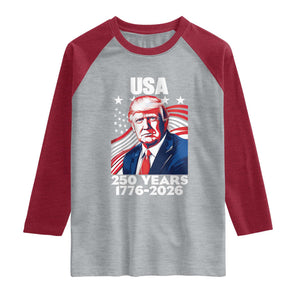 USA 250 Years 1776-2026 Trump Patriotic Portrait Raglan Shirt American Flag Semiquincentennial Celebration TS02 Heather Gray Heather Red Print Your Wear