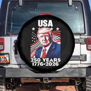 USA 250 Years 1776-2026 Trump Patriotic Portrait Spare Tire Cover American Flag Semiquincentennial Celebration TS02 No hole Black Print Your Wear