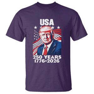 USA 250 Years 1776-2026 Trump Patriotic Portrait T Shirt American Flag Semiquincentennial Celebration TS02 Purple Print Your Wear