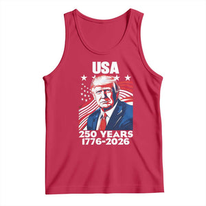USA 250 Years 1776-2026 Trump Patriotic Portrait Tank Top American Flag Semiquincentennial Celebration TS02 Red Print Your Wear