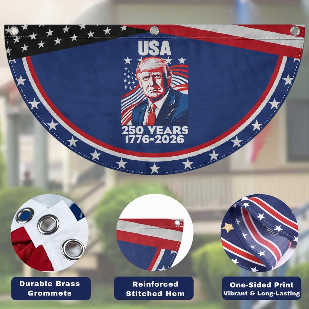 USA 250 Years 1776-2026 Trump American Portrait Patriotic Fan Flag American Flag Semiquincentennial Celebration