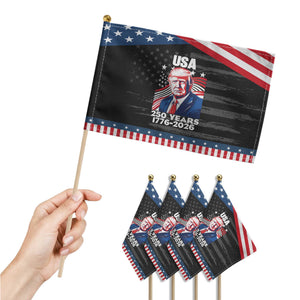 USA 250 Years 1776-2026 Trump Patriotic Portrait Patriotic Handheld Flag American Flag Semiquincentennial Celebration TS02 Print Your Wear