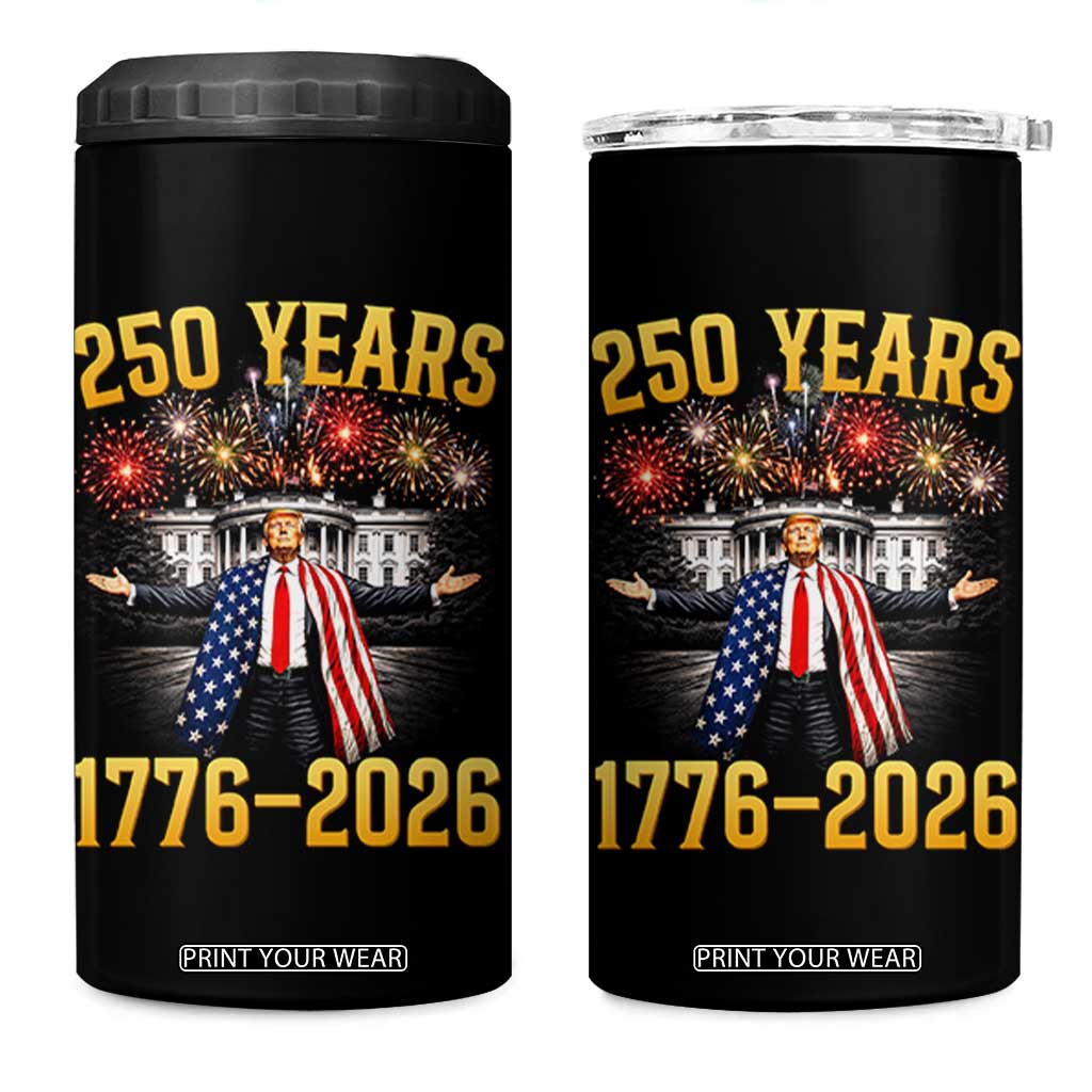 250 Years 1776-2026 Trump Daddys Home Patriotic 4 in 1 Can Cooler Tumbler Fireworks 250th Anniversary Semiquincentennial Celebration TS02 One Size: 16 oz Black Print Your Wear