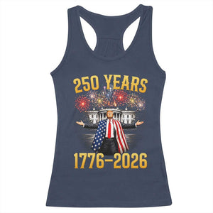 250 Years 1776-2026 Trump Daddys Home Patriotic Racerback Tank Top Fireworks 250th Anniversary Semiquincentennial Celebration TS02 Navy Print Your Wear