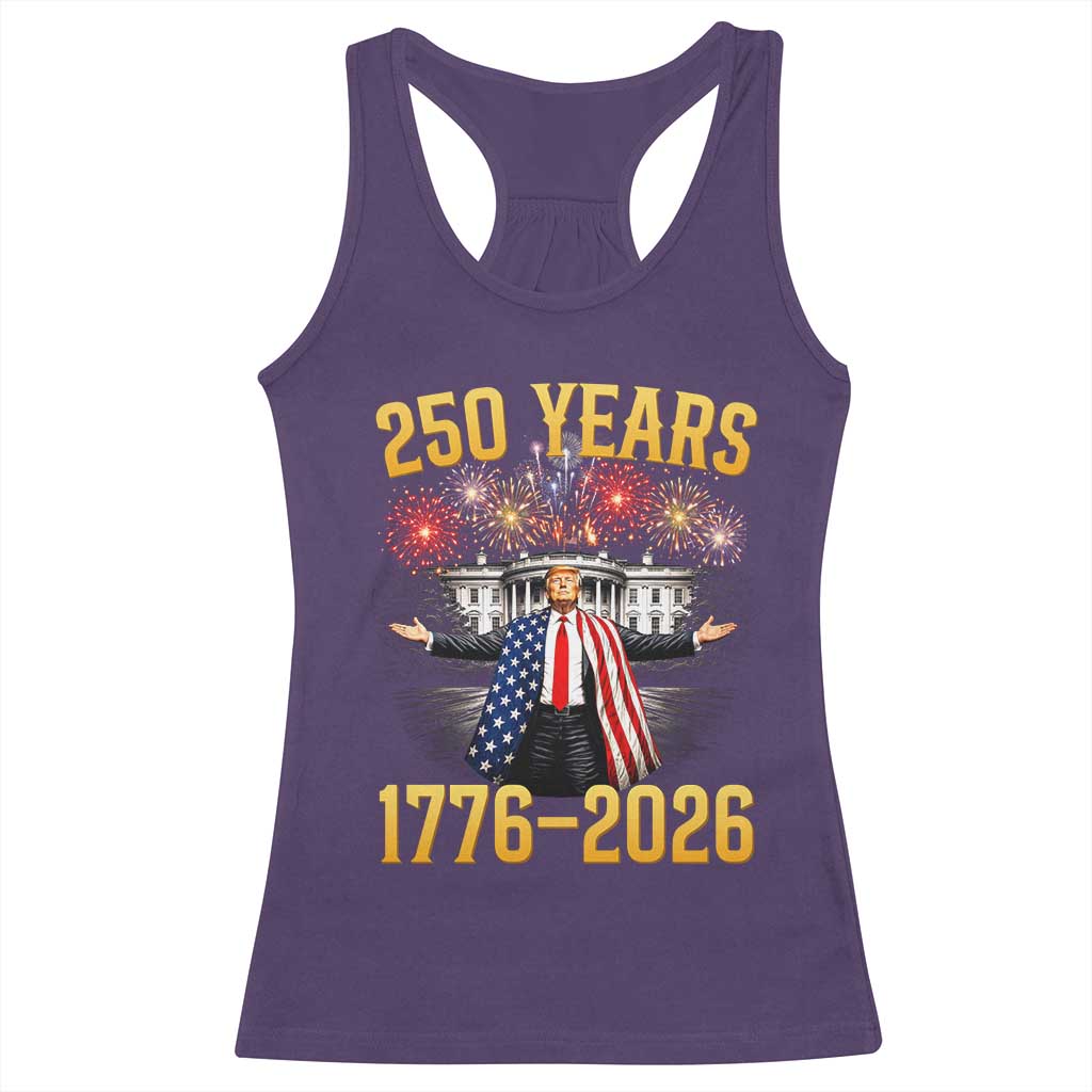 250 Years 1776-2026 Trump Daddys Home Patriotic Racerback Tank Top Fireworks 250th Anniversary Semiquincentennial Celebration TS02 Purple Print Your Wear