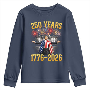 250 Years 1776-2026 Trump Daddys Home Patriotic Youth Sweatshirt Fireworks 250th Anniversary Semiquincentennial Celebration TS02 Navy Print Your Wear