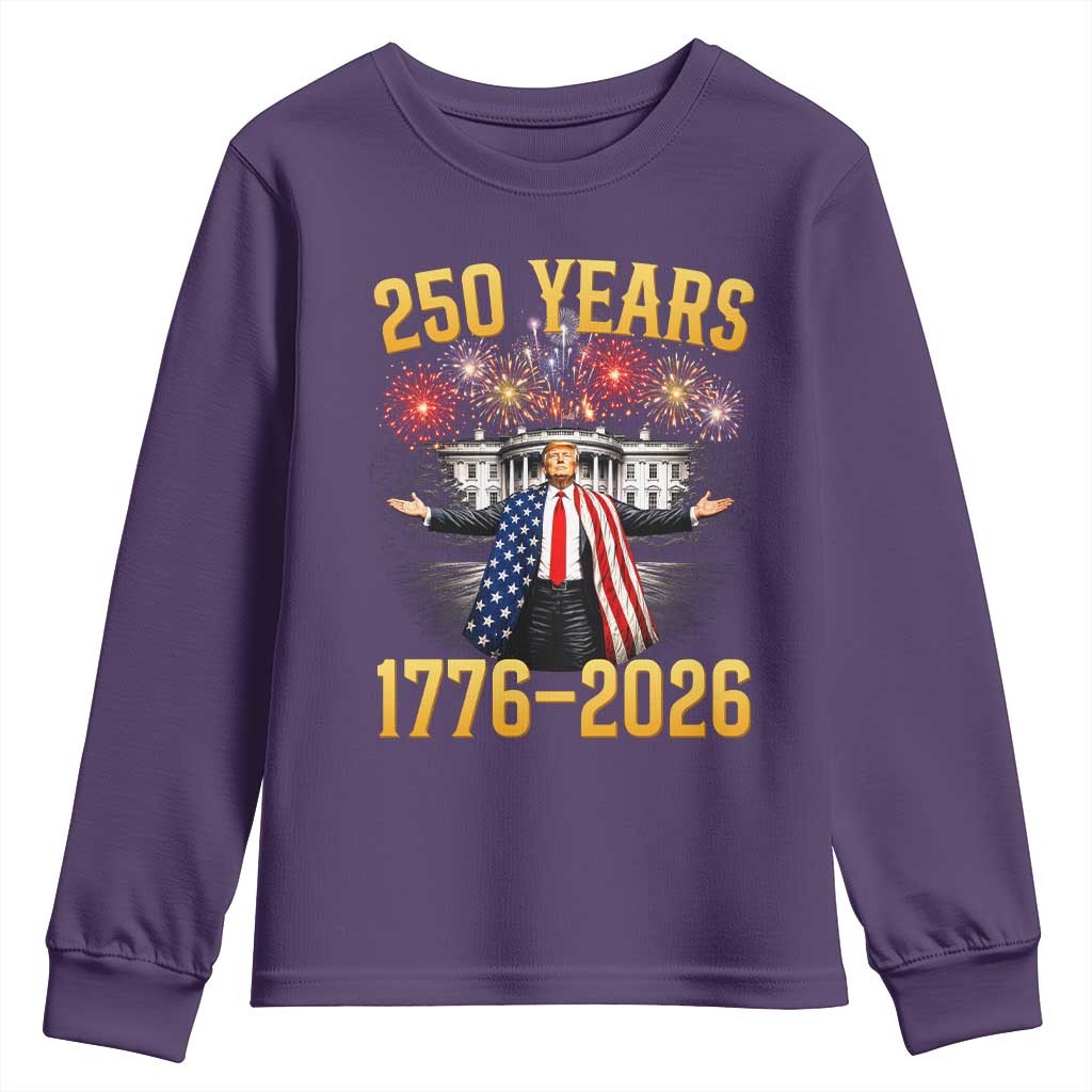 250 Years 1776-2026 Trump Daddys Home Patriotic Youth Sweatshirt Fireworks 250th Anniversary Semiquincentennial Celebration TS02 Purple Print Your Wear