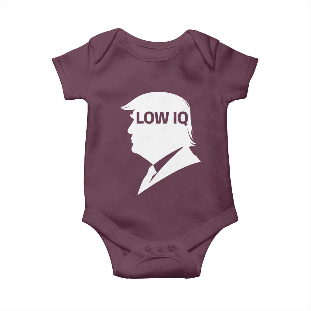 Low IQ Political Silhouette Profile Humor Baby Onesie Satirical Politics Subtle Hate TS02 Maroon Print Your Wear