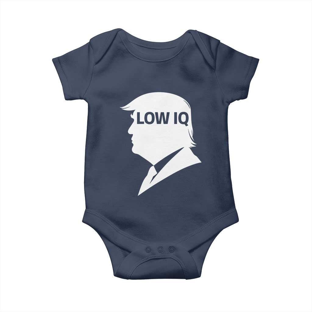 Low IQ Political Silhouette Profile Humor Baby Onesie Satirical Politics Subtle Hate TS02 Navy Print Your Wear
