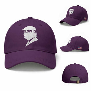 Low IQ Political Silhouette Profile Humor Baseball Cap Satirical Politics Subtle Hate TS02 Baseball Cap Universal Fit Purple Print Your Wear