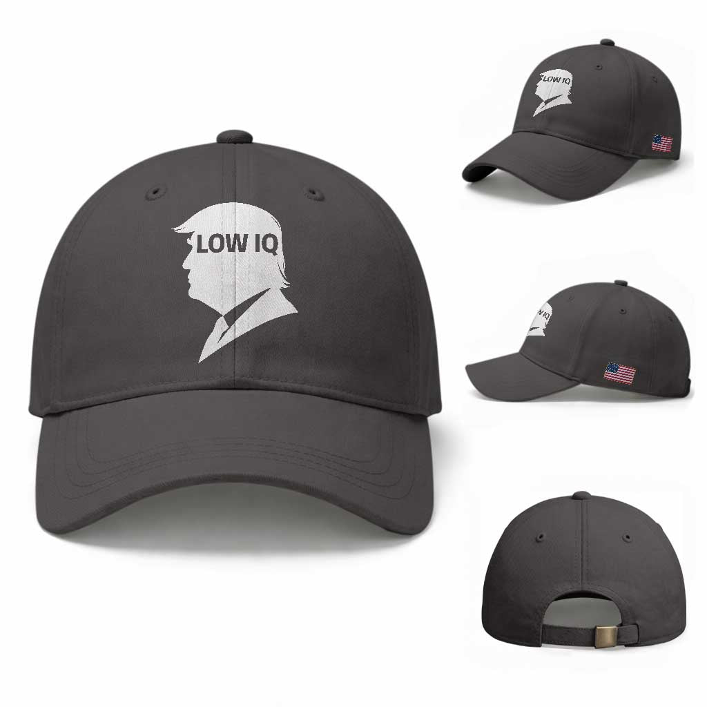 Low IQ Political Silhouette Profile Humor Baseball Cap Satirical Politics Subtle Hate TS02 Baseball Cap Universal Fit Dark Gray Print Your Wear