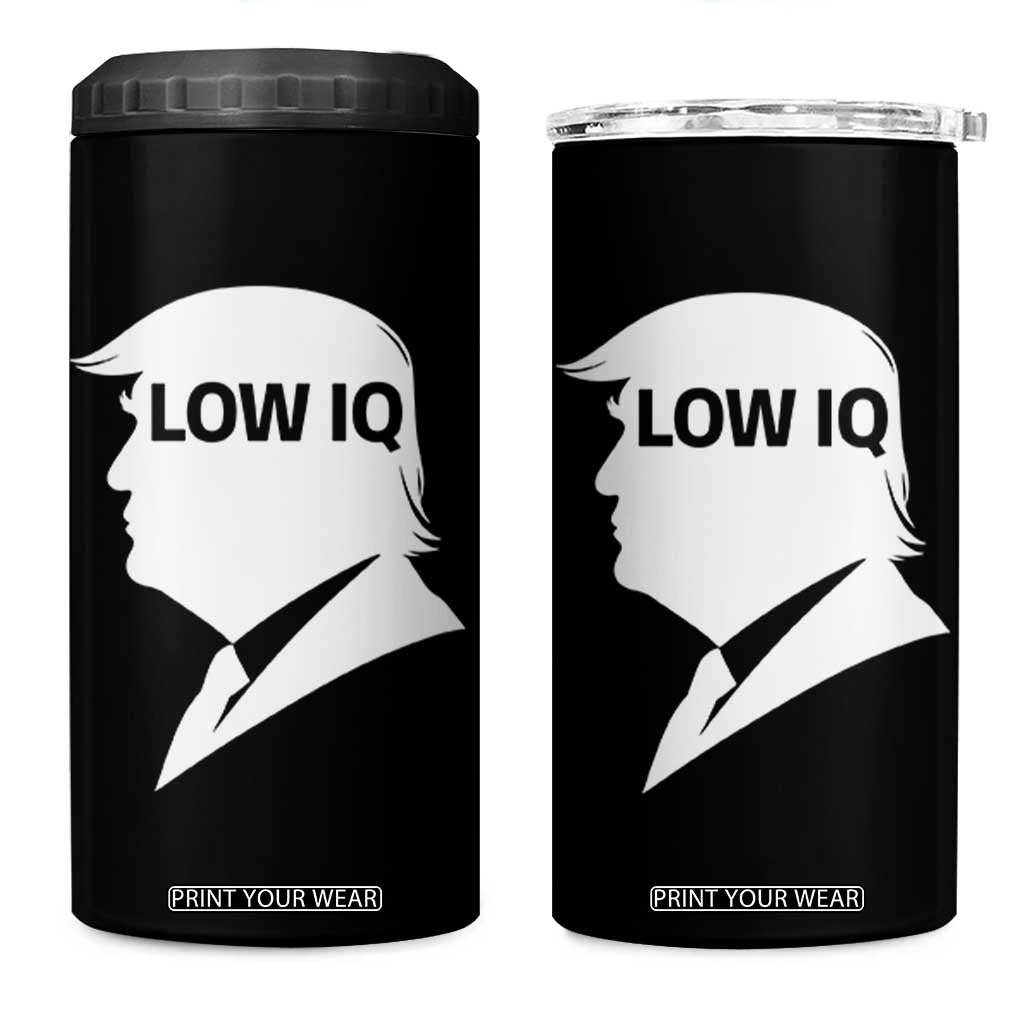 Low IQ Political Silhouette Profile Humor 4 in 1 Can Cooler Tumbler Satirical Politics Subtle Hate TS02 One Size: 16 oz Black Print Your Wear