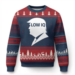 Low IQ Political Silhouette Profile Humor Ugly Christmas Sweater Satirical Politics Subtle Hate TS02 Navy Red Print Your Wear
