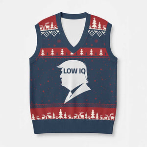 Low IQ Political Silhouette Profile Humor V-Neck Knit Sweater Vest Satirical Politics Subtle Hate TS02 Navy Red Print Your Wear