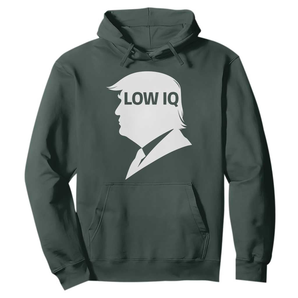 Low IQ Political Silhouette Profile Humor Hoodie Satirical Politics Subtle Hate TS02 Dark Forest Green Print Your Wear