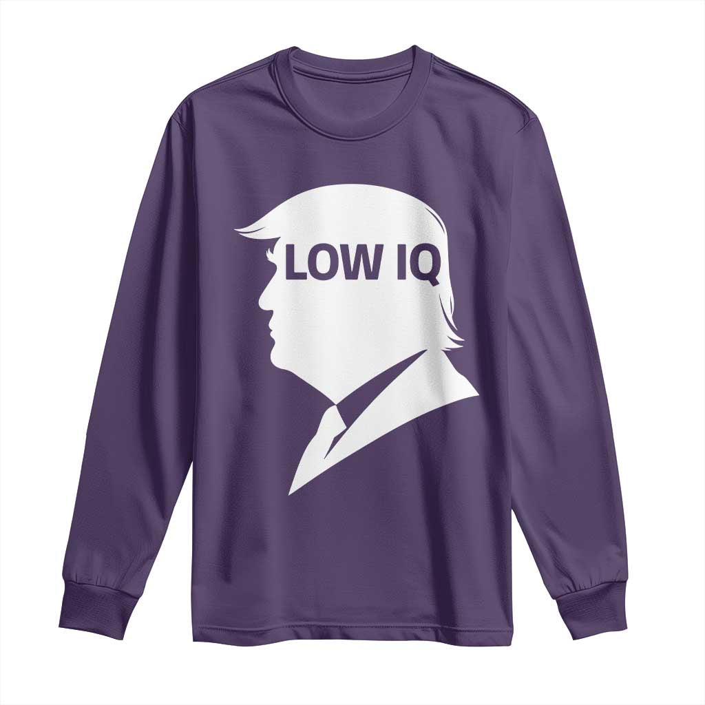 Low IQ Political Silhouette Profile Humor Long Sleeve Shirt Satirical Politics Subtle Hate TS02 Purple Print Your Wear