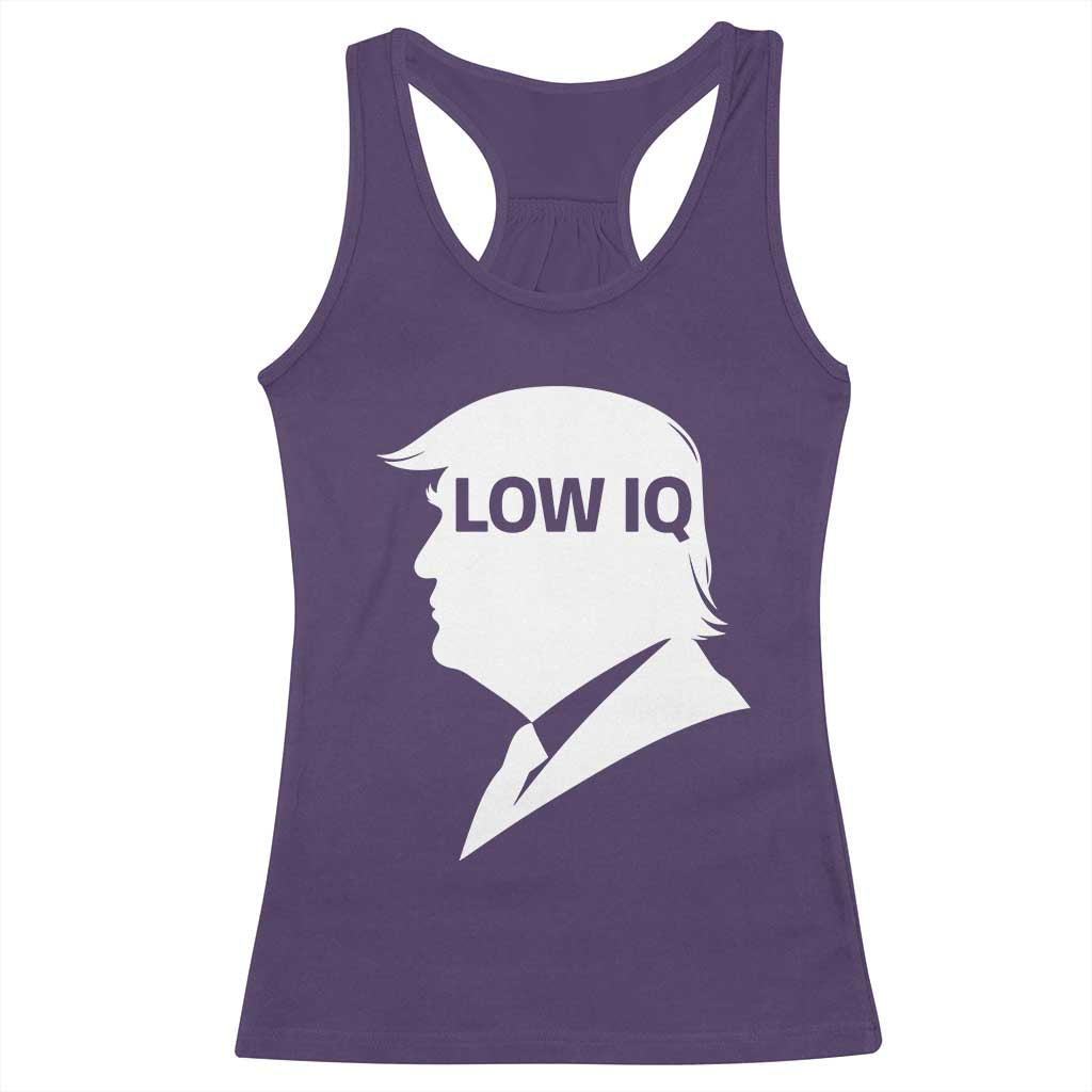 Low IQ Political Silhouette Profile Humor Racerback Tank Top Satirical Politics Subtle Hate TS02 Purple Print Your Wear