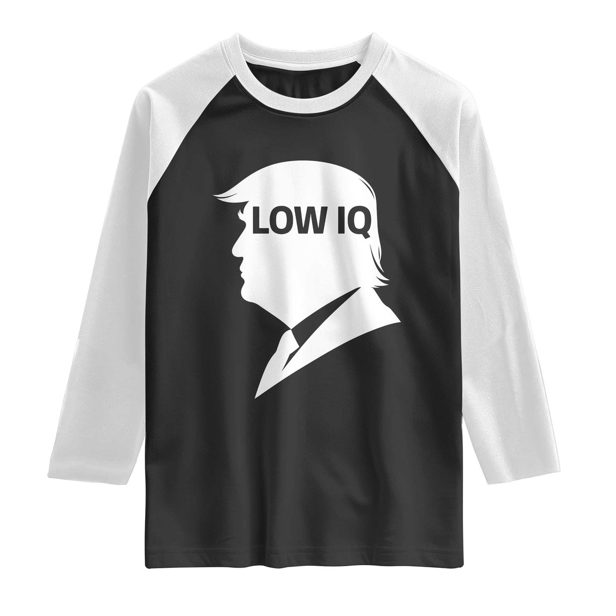 Low IQ Political Silhouette Profile Humor Raglan Shirt Satirical Politics Subtle Hate TS02 Black White Print Your Wear