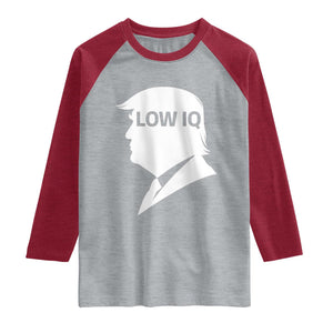 Low IQ Political Silhouette Profile Humor Raglan Shirt Satirical Politics Subtle Hate TS02 Heather Gray Heather Red Print Your Wear